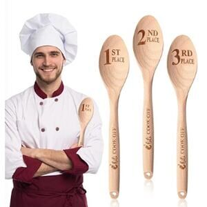 Set of 3 Chili Cook Off Competition Trophy Wooden Spoon Prizes